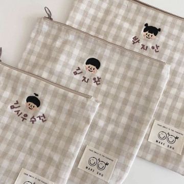  韓國客製化格子拉鏈收納袋(測試)