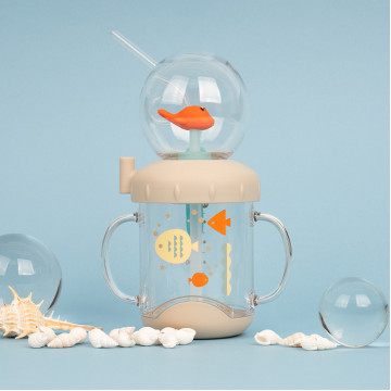 韓國小金魚噴泉吸管杯