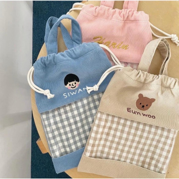 韓國客製化燈芯絨縮口袋